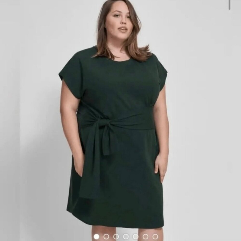Universal Standard Classic Jersey Tie Dress Women XL Green Jersey Cotton Stretch